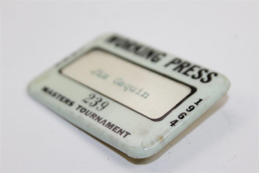 1964 Masters Tournament Working Press Badge #239 - Jim Gaquin