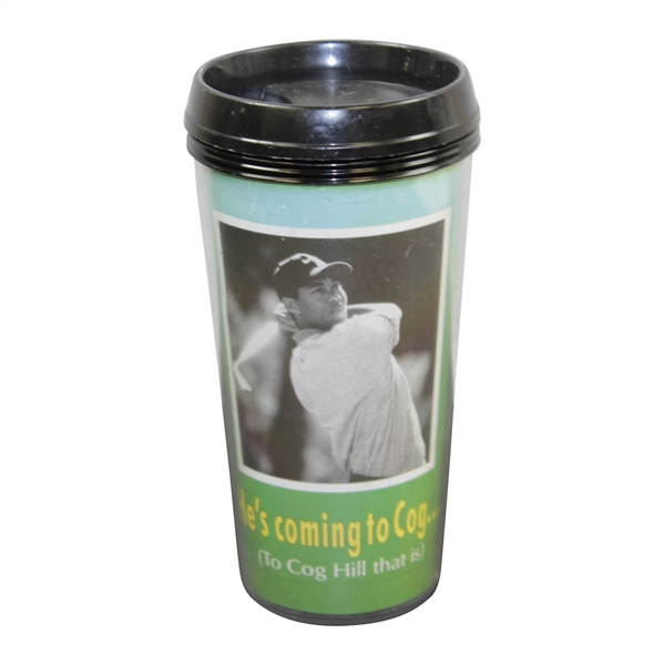 Tiger Woods 'He's Coming to Cog (Cog Hill That is)'' 1997 Western Open Drinking Cup with Lid