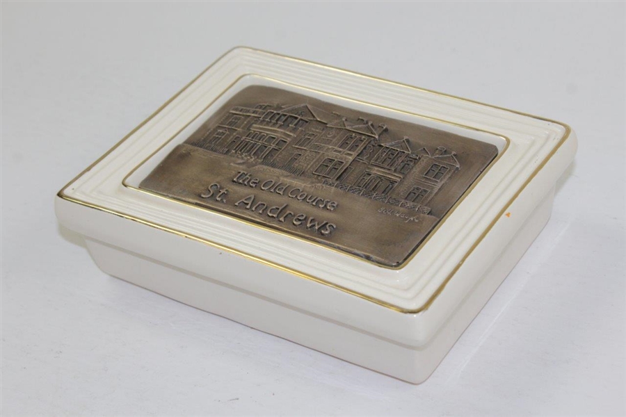 The Old Course St. Andrews Royal English Porcelain Card Holder Handcrafted by Artist Bill Waugh