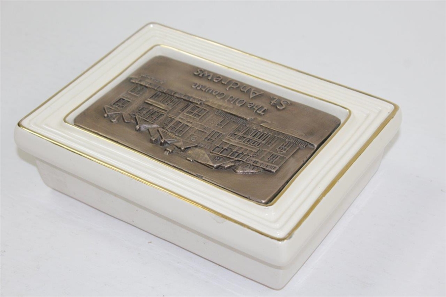 The Old Course St. Andrews Royal English Porcelain Card Holder Handcrafted by Artist Bill Waugh