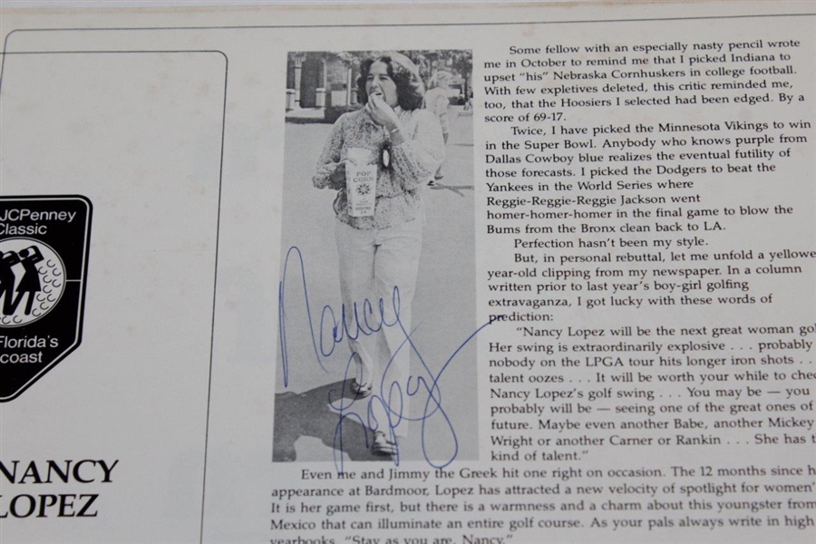 Nancy Lopez Signed JCPenney Classic Ad & Article Page JSA ALOA