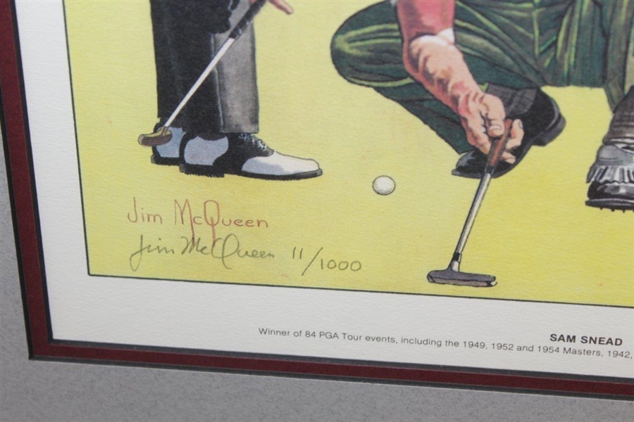 Sam Snead Signed Ltd Ed Jim McQueen Career Collage #11/1000 - Personalized - Framed JSA ALOA