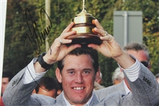 Lee Westwood Signed Photo at 2010 Ryder Cup Holding Trophy JSA ALOA