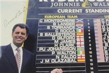 Bernard Gallacher Signed Photo at 1995 Ryder Cup In Front Of Standings JSA ALOA