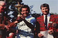 Tony Jacklin Signed Photo at 1987 Ryder Cup Receiving Trophy JSA ALOA