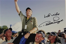 Bernhard Langer Signed Photo at 2004 Ryder Cup Hoisted In Air JSA ALOA