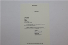 Jack Nicklaus Signed Photo Grey Sweater & White Golden Bear Cap with Letter - JSA ALOA