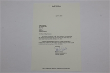 Jack Nicklaus Signed Photo Blue Shirt & Okla. City Hat with Letter - JSA ALOA