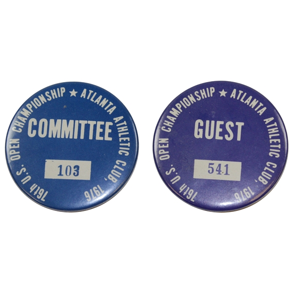 Jack Sargent's 1976 US Open at Atlanta Athletic Club Committee Badge #103 & Guest Badge #541