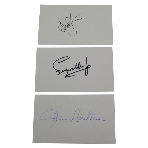 Andy North, Fuzzy Zoeller, & Johnny Miller Signed 3x5 Cards JSA ALOA