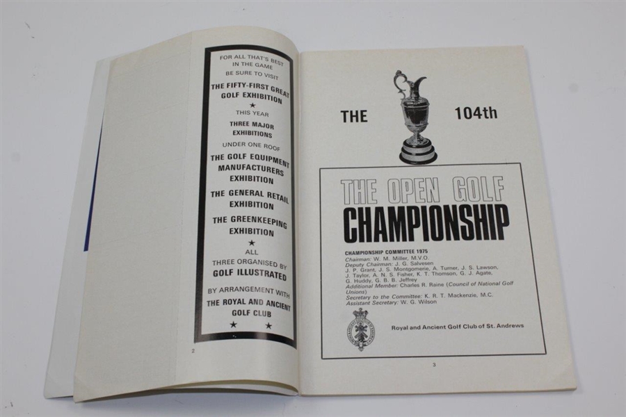 1975 OPEN Championship at Carnoustie Program with Draw Sheet - Tom Watson Winner