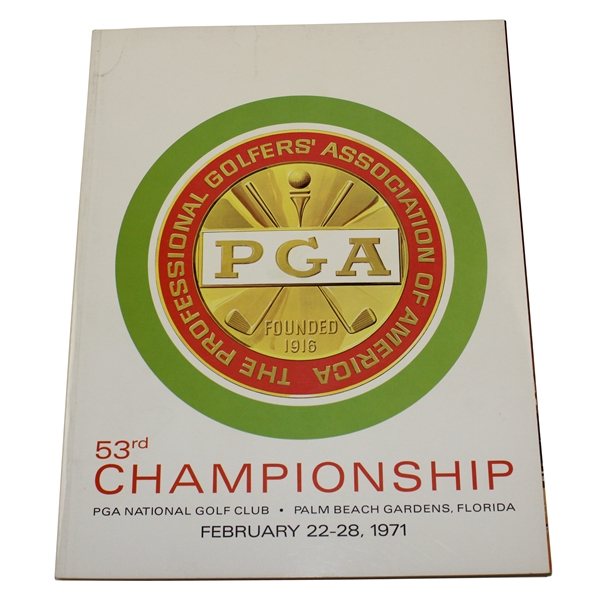 1971 PGA Championship at PGA National Golf Club Official Program - Jack Nicklaus Win