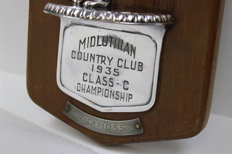1935 Midlothian Country Club Class-C Championship Mounted Trophy Won by R.C. Moss