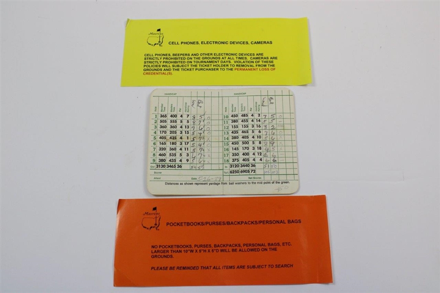 Masters Spectator Guides, Bag Check Cards, Used Scorecard, & Practice Round Application Cards
