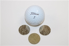 Four (4) Arnold Palmer Items -  Latrobe & 'Member of Arnie's Army'(x2) Ball Markers Plus Logo Golf Ball