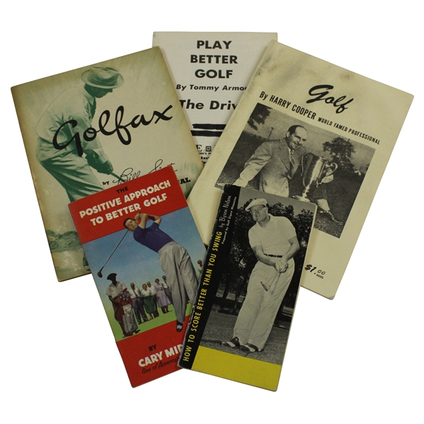 Five (5) Uncommon Golf Instructional Booklets - Nelson, Middlecoff, Cooper, Sixty & Armour