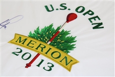 Justin Rose Signed 2013 US Open at Merion White Embroidered Flag JSA ALOA