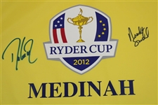Davis Love III & Brandt Snedeker Signed 2012 Ryder Cup at Medinah Flag JSA ALOA