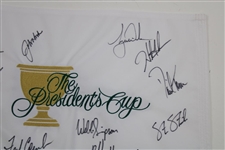 Woods, Mickelson, Johnson & others Signed 2011 The President's Cup Team USA Signed Flag  JSA ALOA