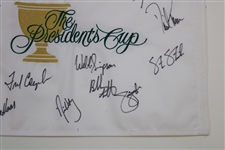 Woods, Mickelson, Johnson & others Signed 2011 The President's Cup Team USA Signed Flag  JSA ALOA