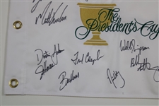 Woods, Mickelson, Johnson & others Signed 2011 The President's Cup Team USA Signed Flag  JSA ALOA