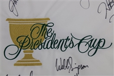 Woods, Mickelson, Johnson & others Signed 2011 The President's Cup Team USA Signed Flag  JSA ALOA
