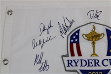 Woods, Mickelson, Johnson & others Signed 2012 Ryder Cup Team USA Signed Medinah Flag JSA ALOA