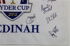 Woods, Mickelson, Johnson & others Signed 2012 Ryder Cup Team USA Signed Medinah Flag JSA ALOA