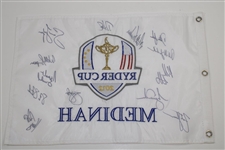 Woods, Mickelson, Johnson & others Signed 2012 Ryder Cup Team USA Signed Medinah Flag JSA ALOA
