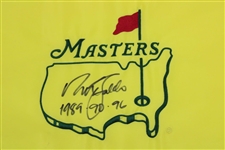 Nick Faldo Signed Undated Masters Embroiderd Flag with Years Won Flag BECKETT #BB09286