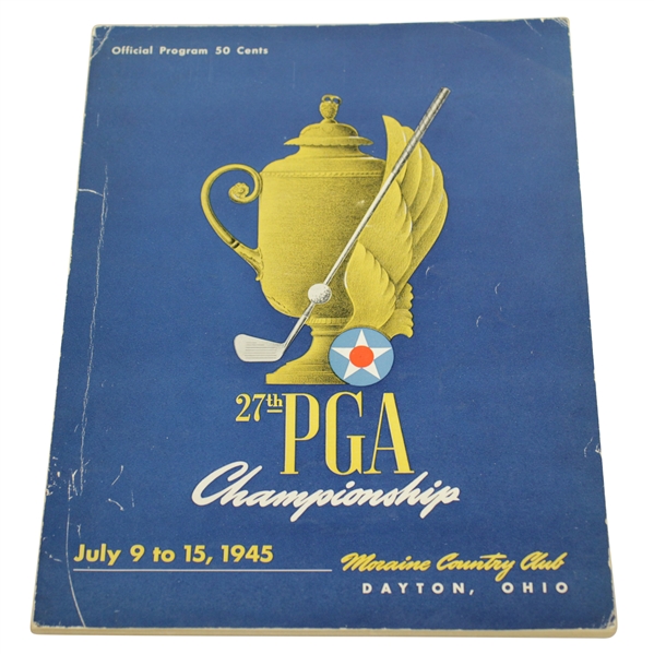 1945 PGA Championship at Morraine CC Program - Byron Nelson Winner - Part of 11 in a Row!