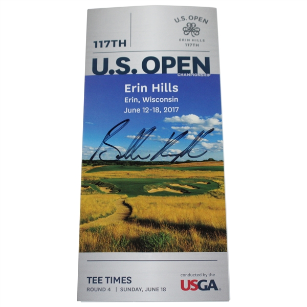 Brooks Koepka Signed 2017 US Open at Erin Hills Sunday Final Rd Pairing Sheet JSA ALOA