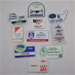 Ten (10) Various Year & Event Caddy Badges & Credentials - Donnie Wanstall Collection