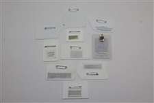 Ten (10) Various Year & Event Caddy Badges & Credentials - Donnie Wanstall Collection