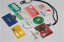 Ten (10) Various Year & Event Caddy Badges & Credentials - Donnie Wanstall Collection