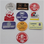 Ten (10) Various Year & Event Caddy Badges & Credentials - Donnie Wanstall Collection
