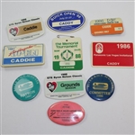 Ten (10) Various Year & Event Caddy Badges & Credentials - Donnie Wanstall Collection