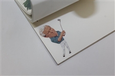 Arnold Palmer, Curtis Strange, and Greg Norman charicature notepads