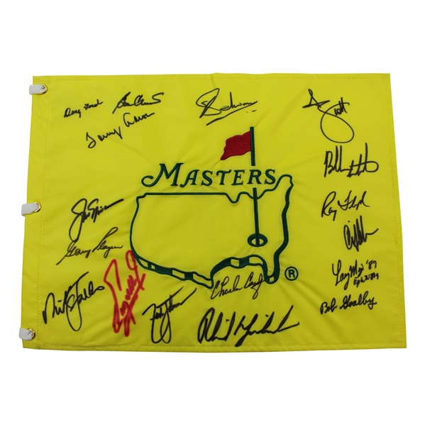 Undated Masters Champions Dinner Flag Signed by 17 Including Jack, Phil & others - Charles Coody Collection JSA ALOA