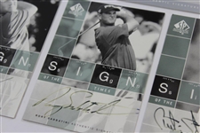 Five (5) Signed Upper Deck Golf Cards - Sign of the Time & Fairway Fabrics - Sergio, Strange & others