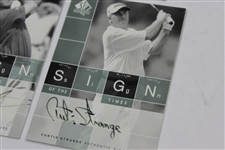 Five (5) Signed Upper Deck Golf Cards - Sign of the Time & Fairway Fabrics - Sergio, Strange & others