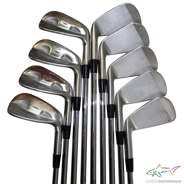 Greg Normans Personal Used Set of TaylorMade rac Coin Forged Irons 2-PW