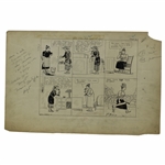 Original Clare Briggs Pen & Ink And She Took Up Golf Cartoon Strip For New York Tribune - November 6, 1926