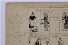 Original Clare Briggs Pen & Ink 'And She Took Up Golf' Cartoon Strip For New York Tribune - November 6, 1926