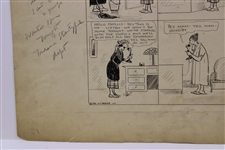 Original Clare Briggs Pen & Ink 'And She Took Up Golf' Cartoon Strip For New York Tribune - November 6, 1926