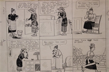 Original Clare Briggs Pen & Ink 'And She Took Up Golf' Cartoon Strip For New York Tribune - November 6, 1926