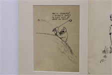 Original Clare Briggs Pen & Ink 'The Farrest Fower' Matted 3 Cell Cartoon Strip