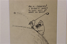 Original Clare Briggs Pen & Ink 'The Farrest Fower' Matted 3 Cell Cartoon Strip