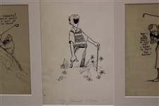 Original Clare Briggs Pen & Ink 'The Farrest Fower' Matted 3 Cell Cartoon Strip