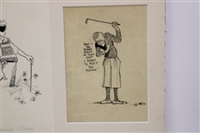 Original Clare Briggs Pen & Ink 'The Farrest Fower' Matted 3 Cell Cartoon Strip